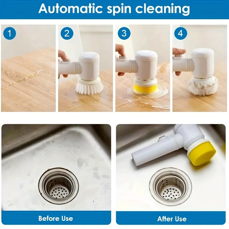 1PC Electric Spin Cleaning Brush – USB Rechargeable, Cordless Power Scrubber for Kitchen & Bathroom